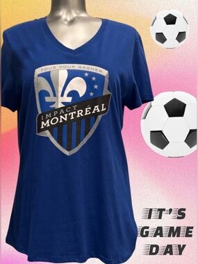 Impact Montreal Women's Blue V-Neck Short Sleeve Tee